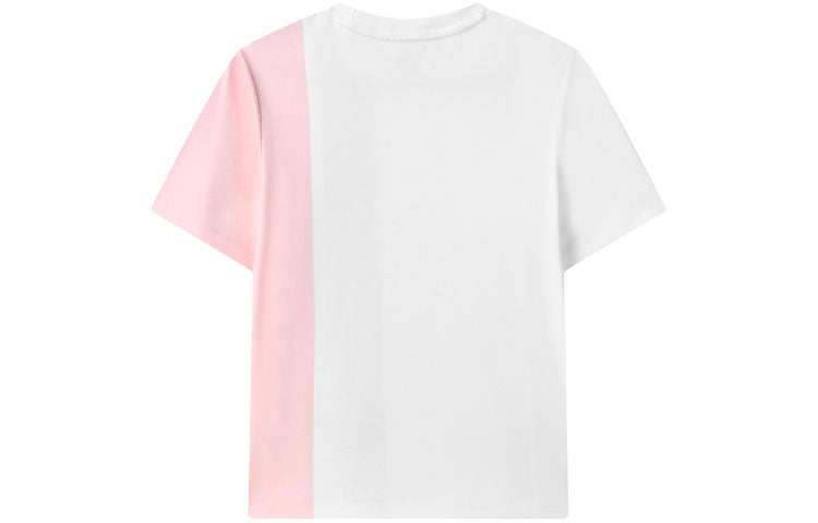 (WMNS) FILA Round Neck Splicing Short Sleeve White F11W122116F-WT