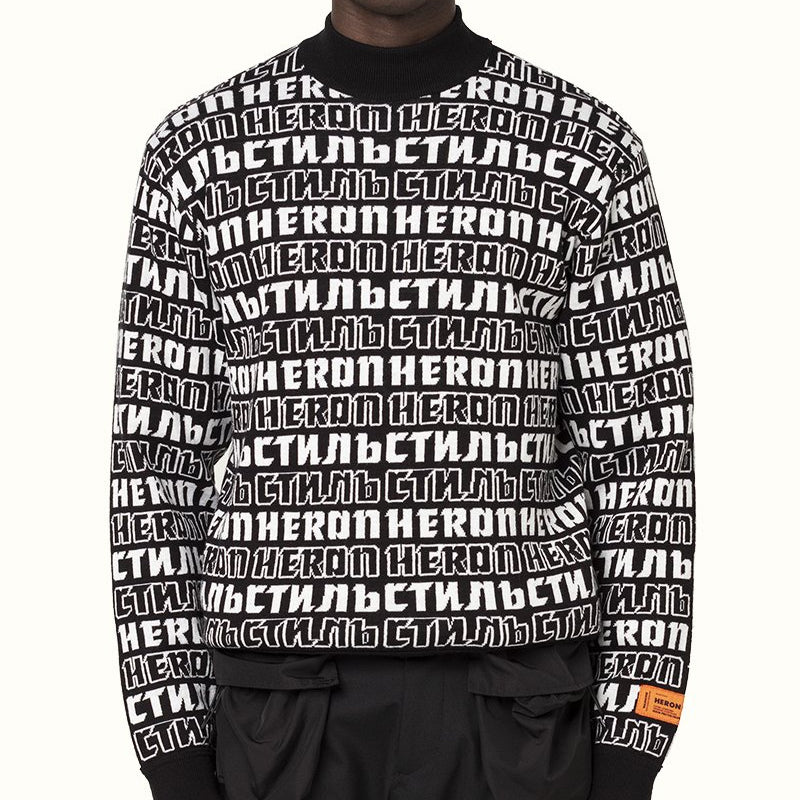 Men's HERON PRESTON Logo Pullover Black HMHF001F20KNI0021001
