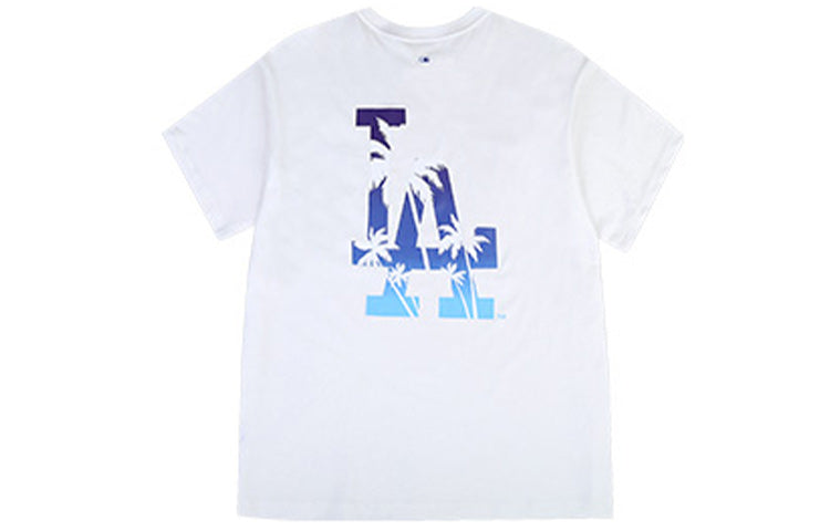 MLB Los Angeles Dodgers Colorful Logo Printing Round Neck Short Sleeve Unisex White 31TSLB931-07U