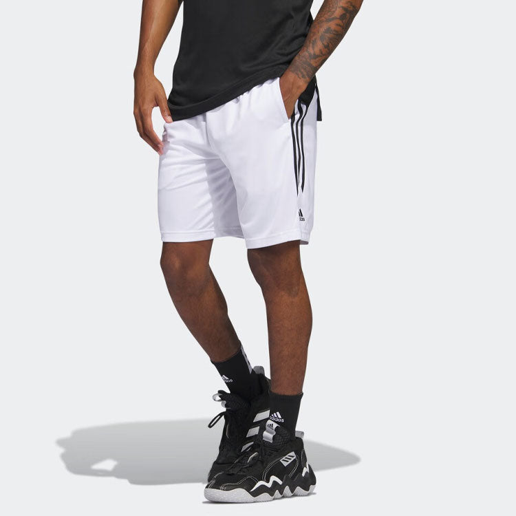 adidas Legends 3-Stripes Basketball Shorts 'White Black' IC2451