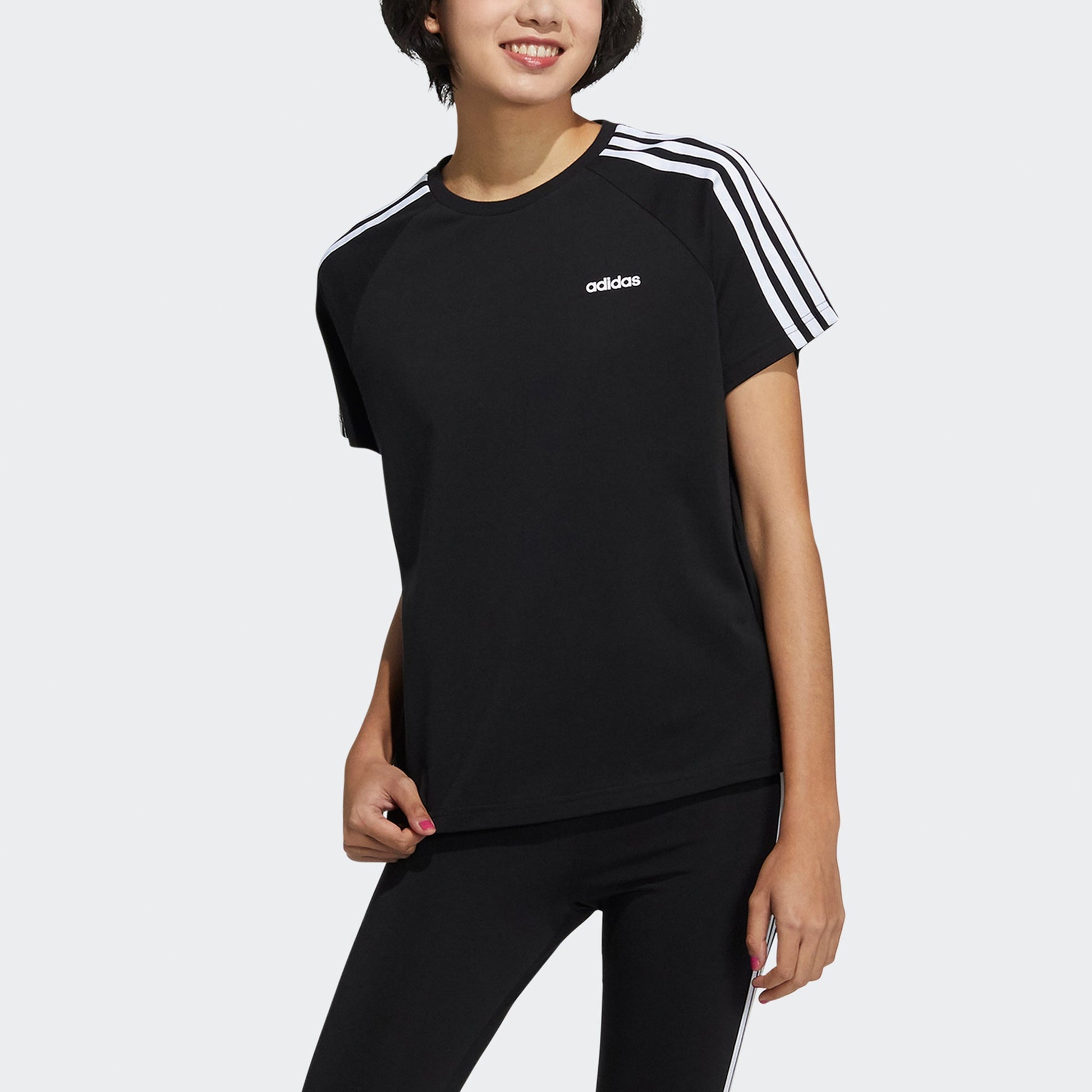 (WMNS) adidas neo Esntl3s Tee Sports Short Sleeve Black H65454