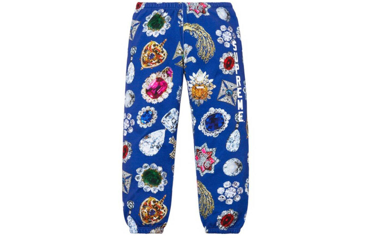 Supreme FW18 Jewels Sweatpant Royal Printing Bundle Feet Long Pants Blue SUP-FW18-490