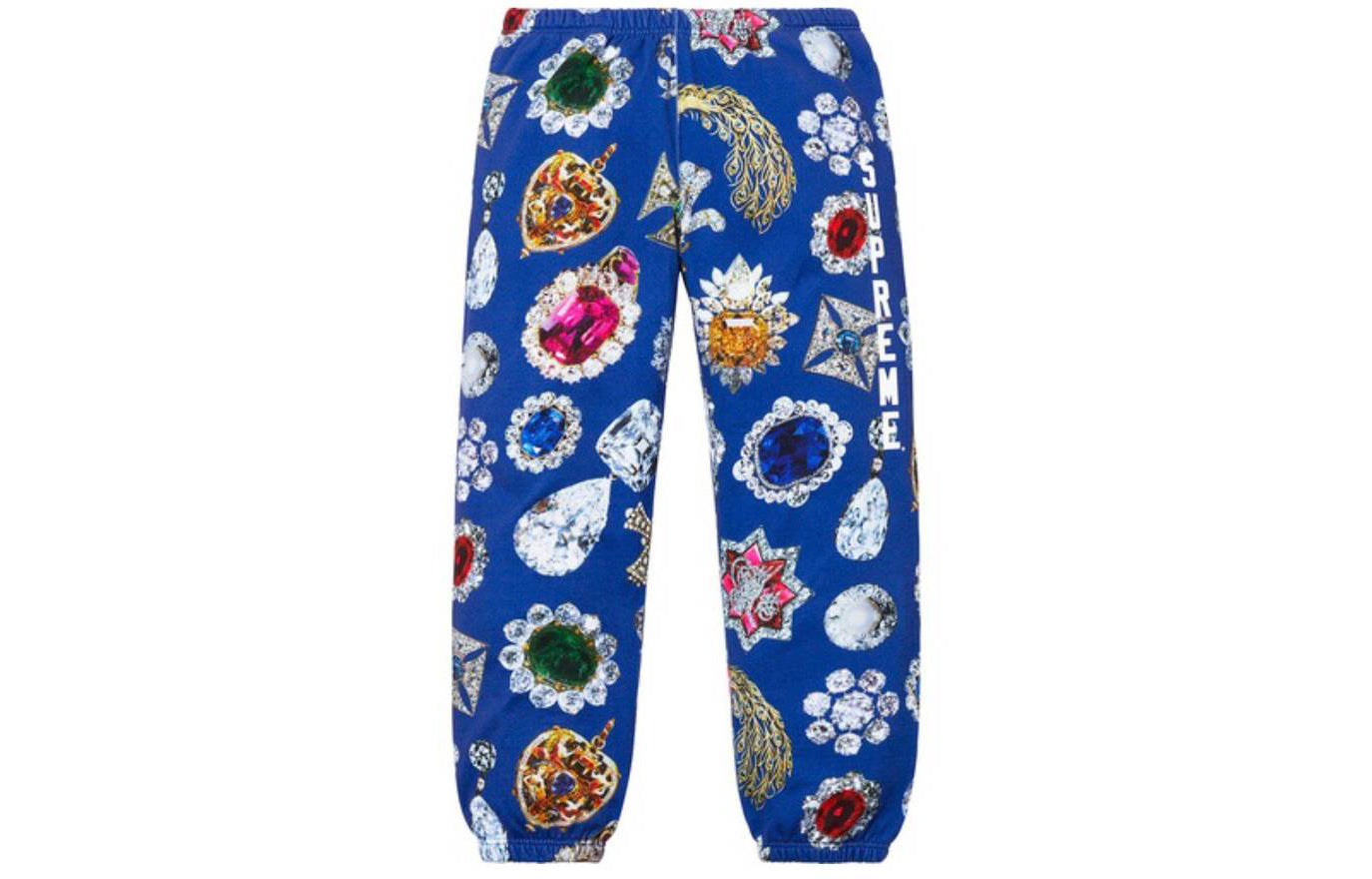 Supreme FW18 Jewels Sweatpant Royal Printing Bundle Feet Long Pants Blue SUP-FW18-490
