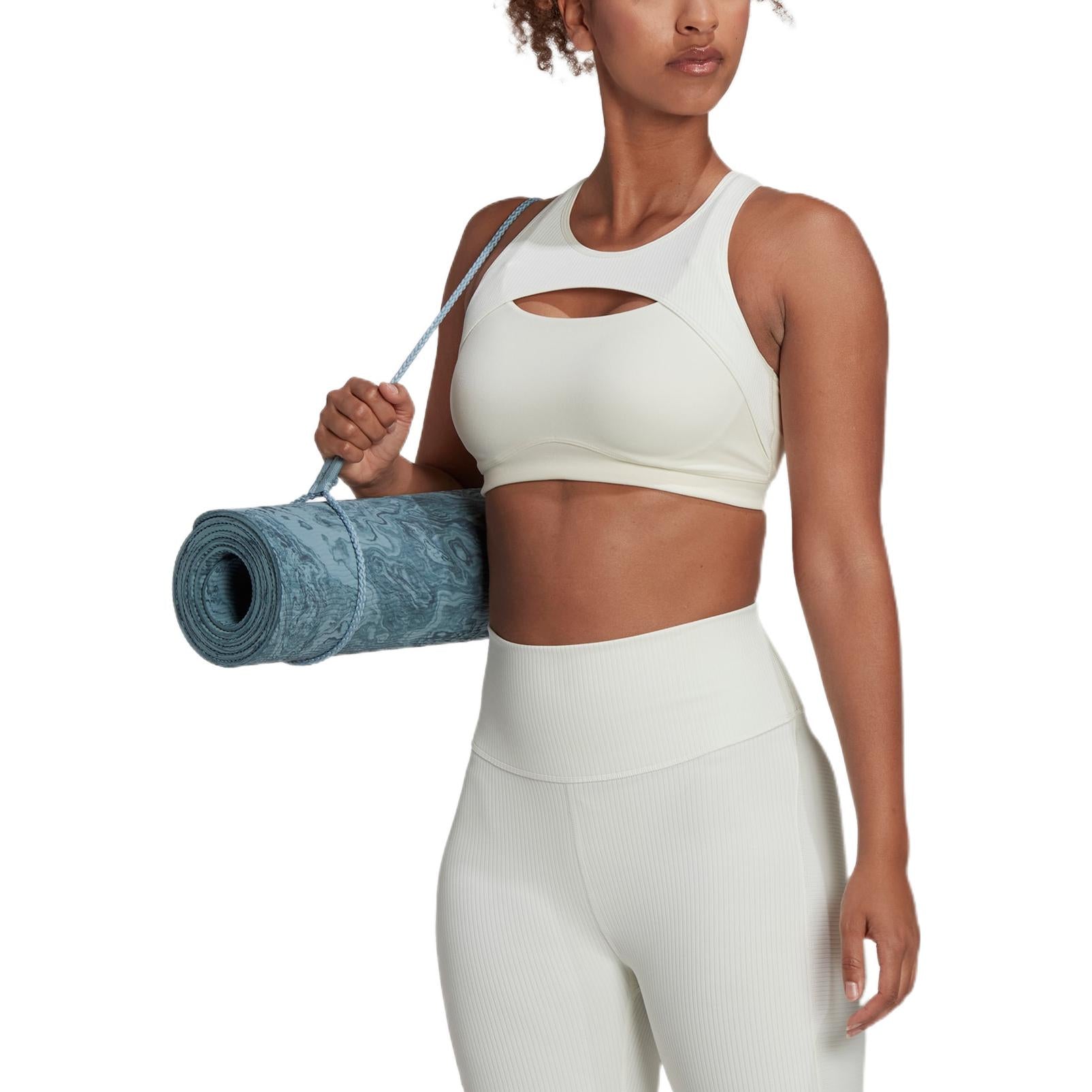 (WMNS) adidas CoreFlow Studio Medium-Support Yoga Wind Bra 'White' HM6369