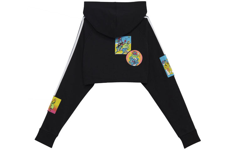 (WMNS) adidas Originals x Jeremy Scott Cropped Hoodie 'Black Red' H53361