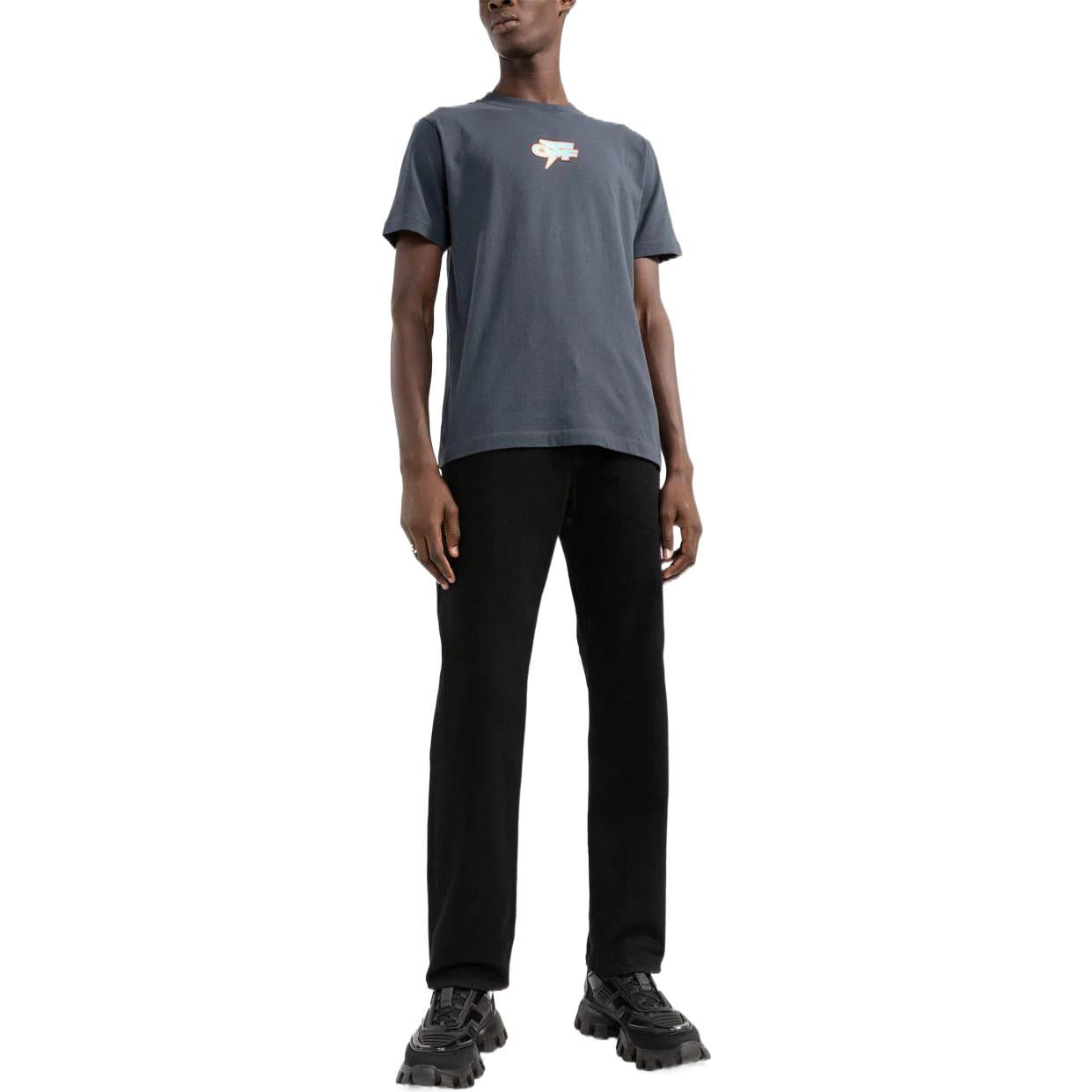 Men's Off-White SS22 Gradient Logo Printing Round Neck Short Sleeve Ordinary Version Gray T-Shirt OMAA027F22JER0074641