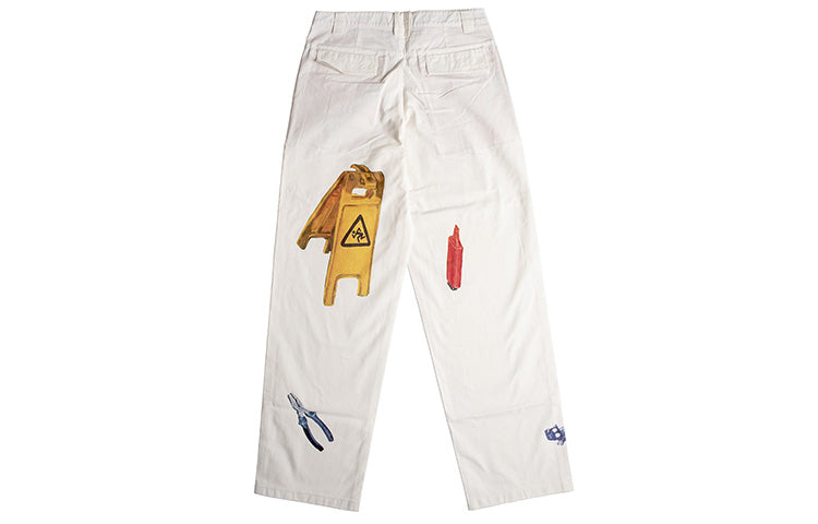 Off-White Printing Straight Long Pants Loose Fit White OMCA153F20FAB0010110