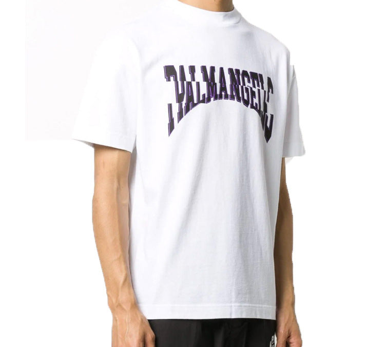 Men's PALM ANGELS Chest Large Logo Printing Short Sleeve White PMAA001E20JER0050137
