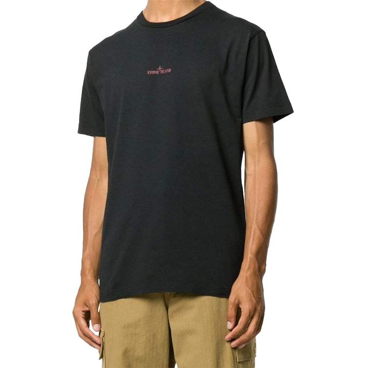 Men's STONE ISLAND Back Printing Logo Short Sleeve Black 73152NS81-V0029