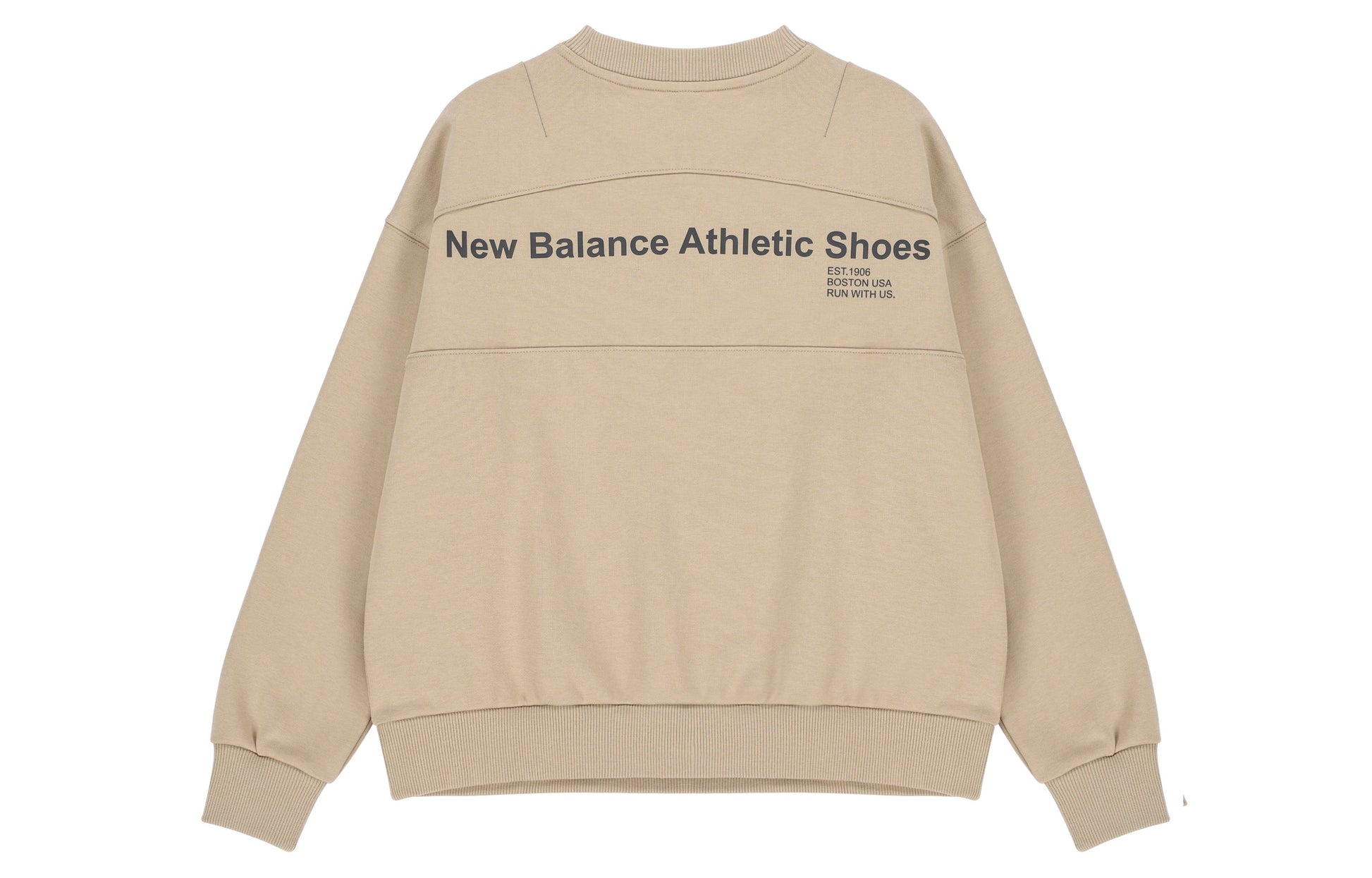 (WMNS) New Balance Alphabet Printing Sports Pullover Round Neck Khaki Hoodie AWT21305-MS