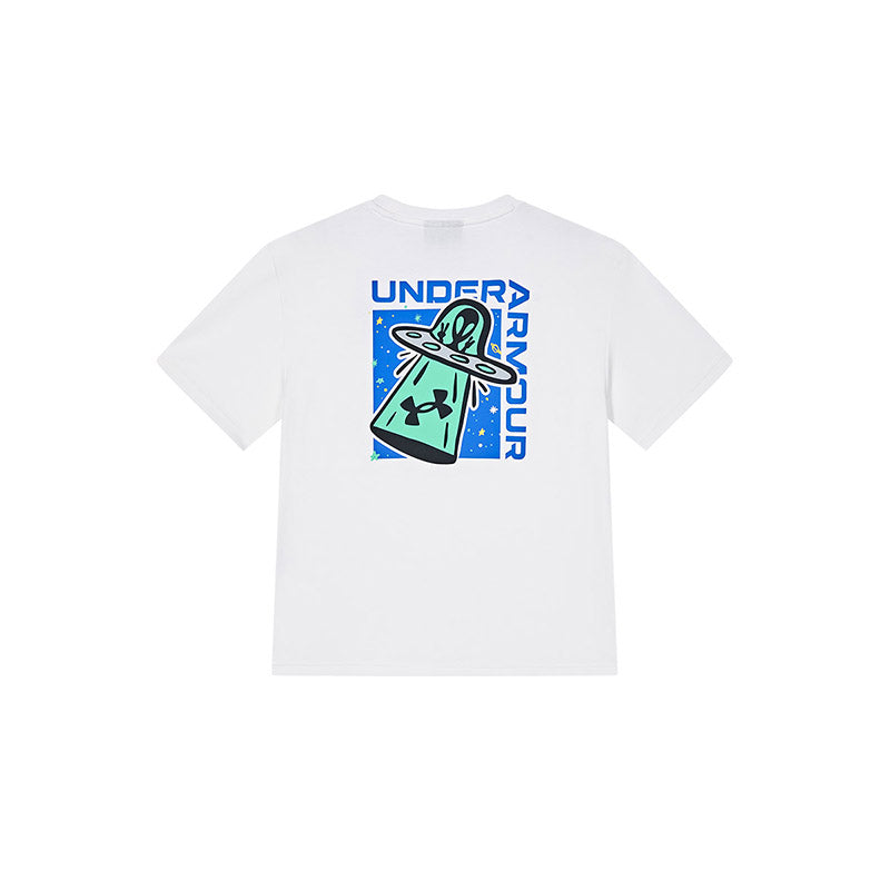 (GS) Under Armour Graphic T-Shirt 'White Blue' 242101061