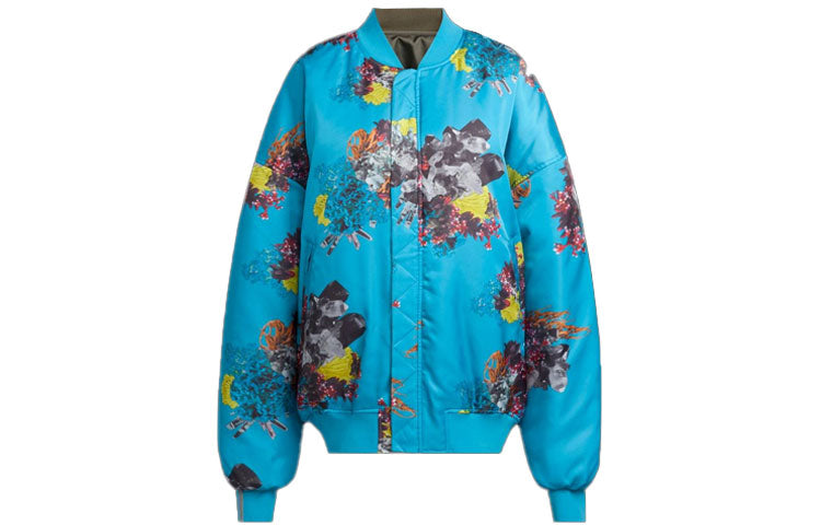 adidas originals x IVY PARK Crossover Reversible Crystal Printing Zipper Aviator Jacket Autumn Blue Brown HP0025