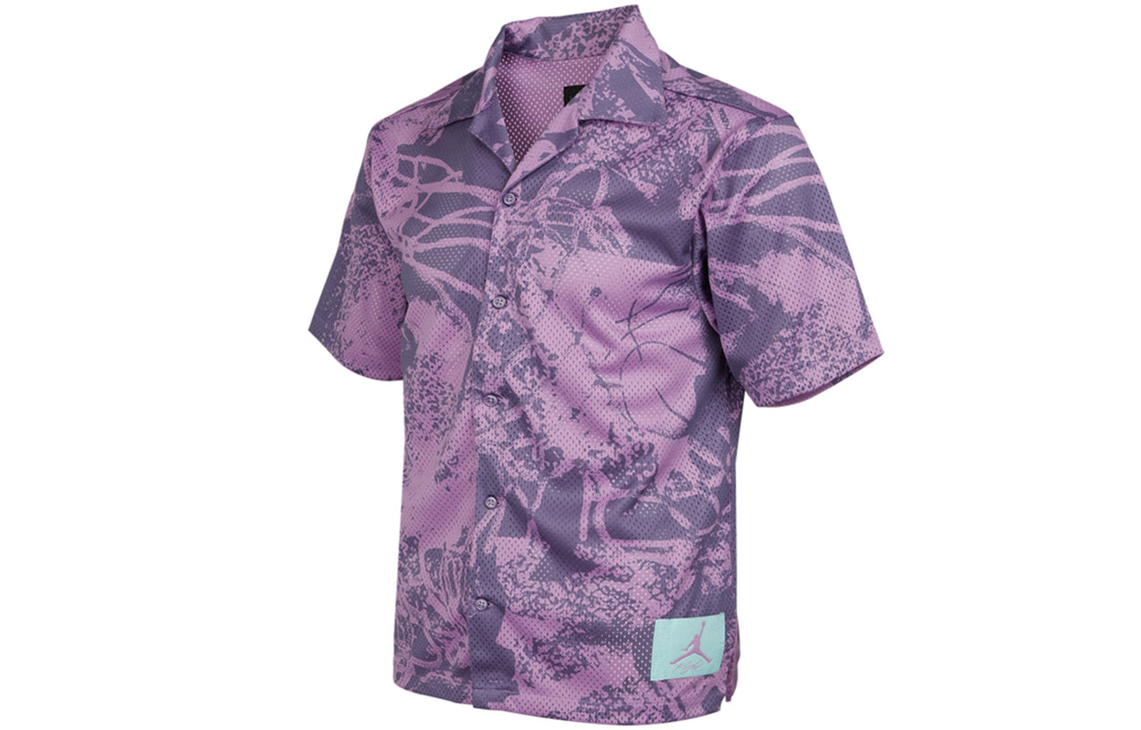 Men's Air Jordan Flight Knit Printing Loose Basketball Short Sleeve Light Purple Shirt CZ4736-591