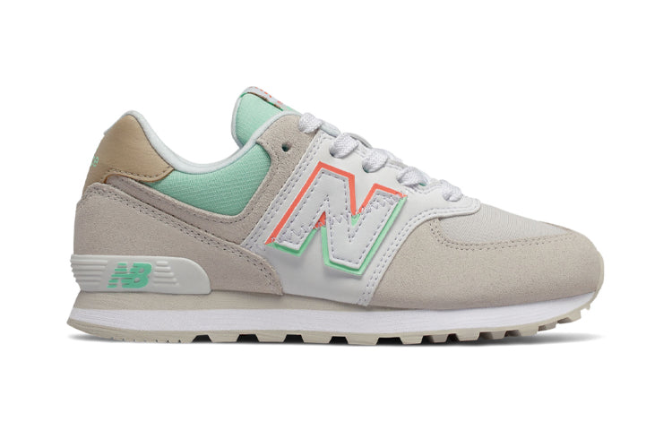 New Balance Kids' 574v1 Lace-up Sneaker Beige/Green PC574SCE