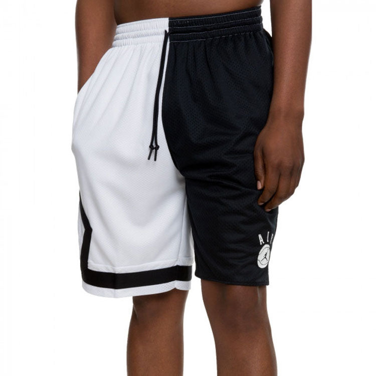 Air Jordan Drawstring Splicing Basketball Training Sports Shorts Black White Colorblock AJ1112-011
