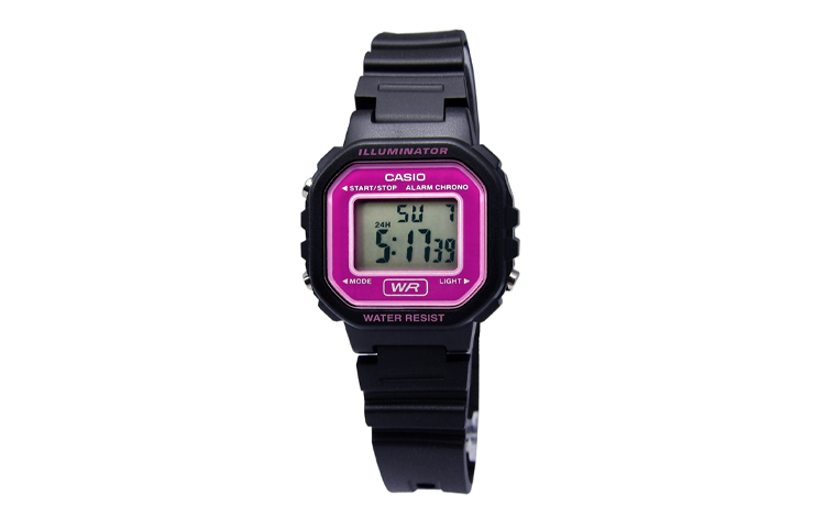 CASIO STANDARD Electronic Pink/Black Unisex Pink DialBlack Strap Unisex Mens PinkBlack Digital LA-20WH-4A