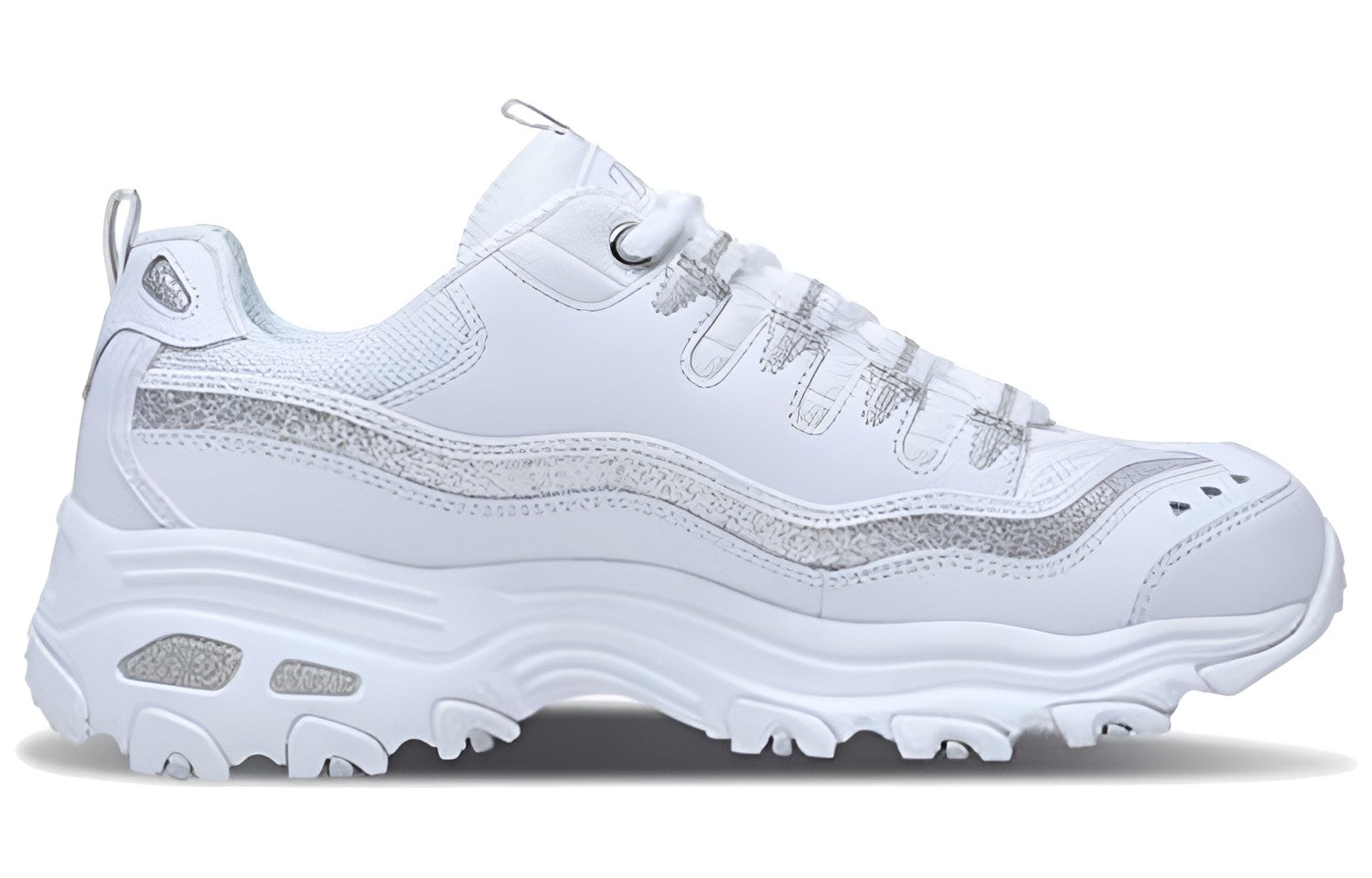 (WMNS) Skechers D'lites-Now & Then 'White Silver' 11923-WSL