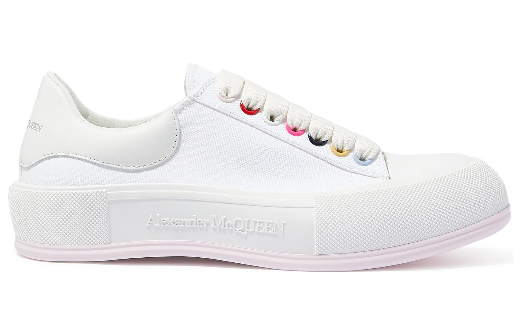 (WMNS) Alexander McQueen Deck Skate Plimsoll Lace Up 'White Multiclor' 654593W4MVR9548