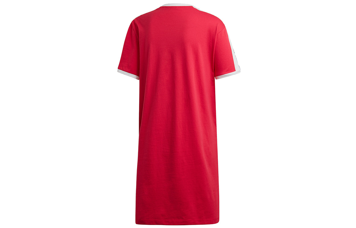 (WMNS) adidas originals Tee Casual Sports Round Neck Short Sleeve Red Dress EH8730
