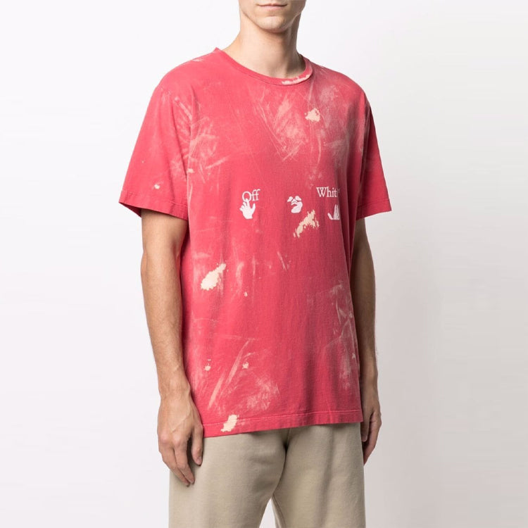 Off-White SS21 Logo Printing Short Sleeve Loose Fit Red OMAA027S21JER0012501