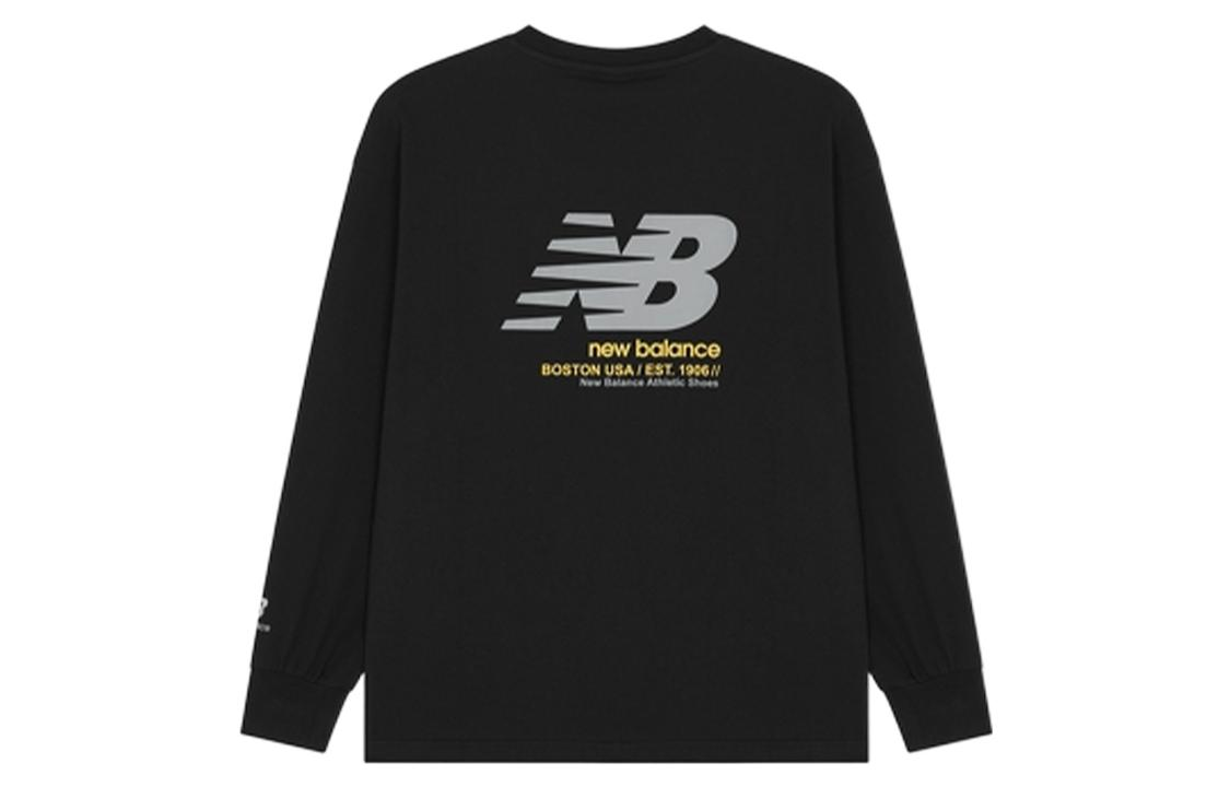 New Balance Logo Print Long Sleeve Top Asia Sizing 'Black Yellow' AMT21370-BK