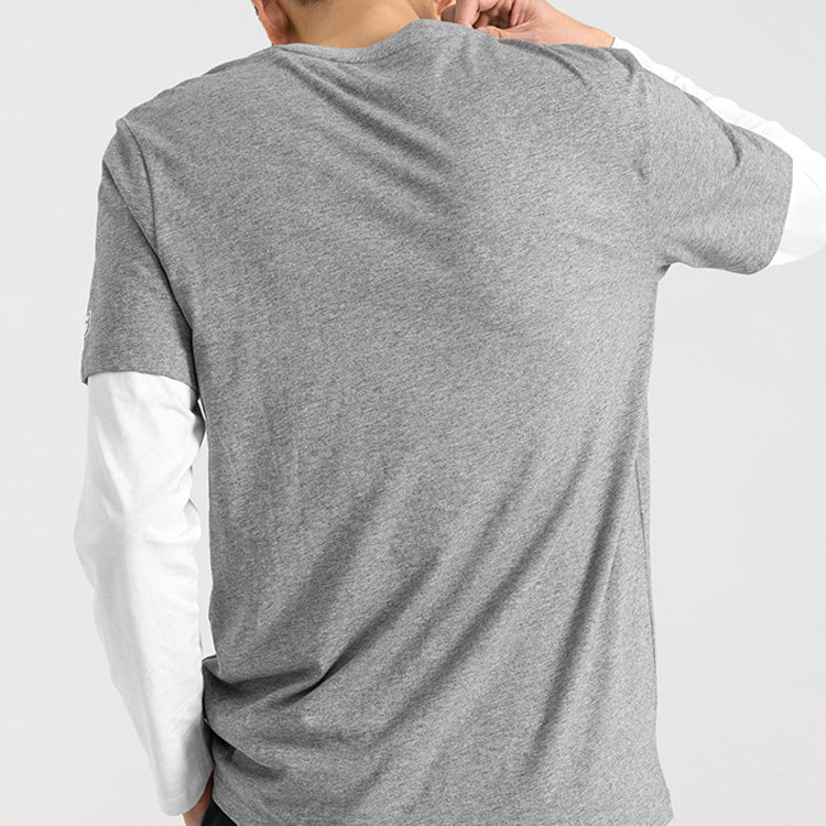 Men's Skechers Sports Alphabet Printing Short Sleeve Gray SMLC219M025-004F