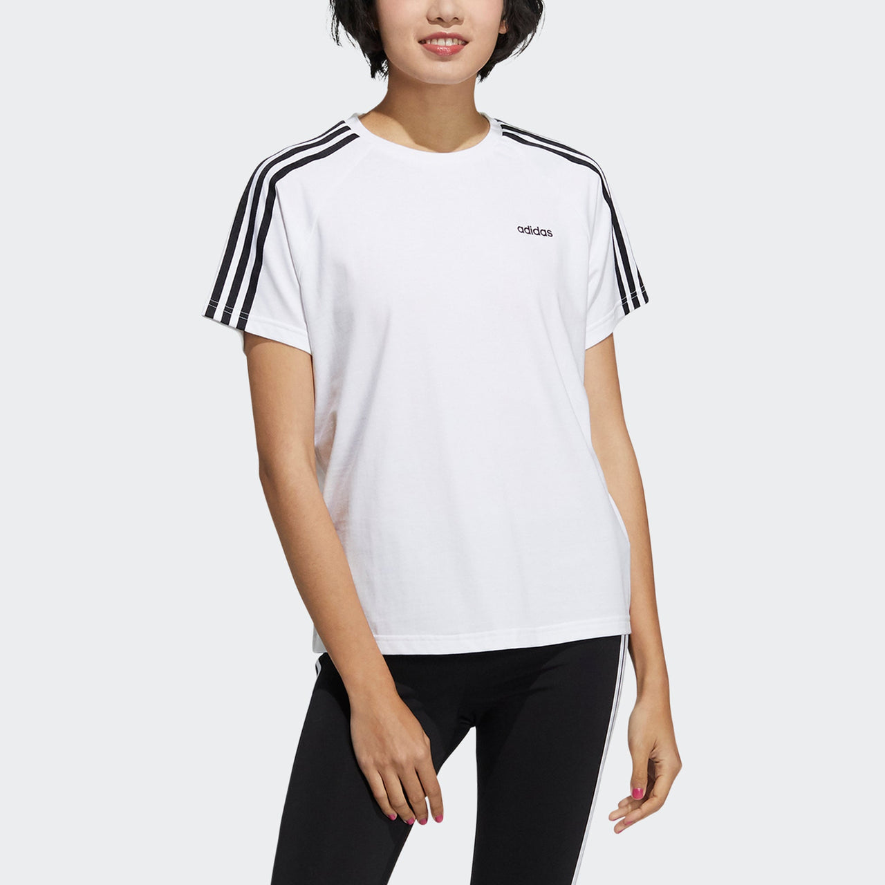 (WMNS) adidas neo Esntl3s Tee Contrasting Colors Sports Short Sleeve White H65453