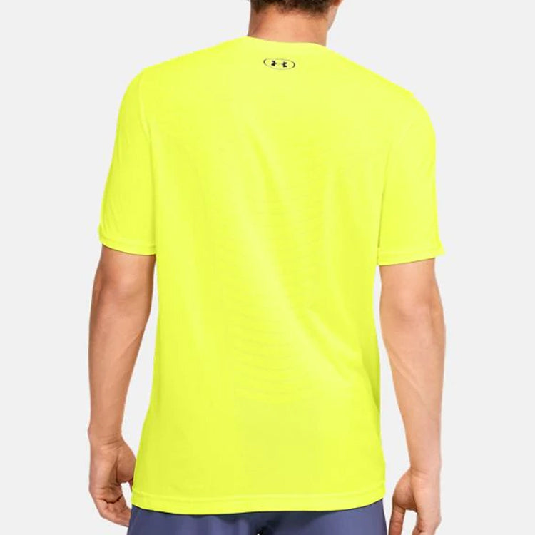 Men's Under Armour Seamless Wave Round Neck Training Sports Short Sleeve Yellow 1351450-786