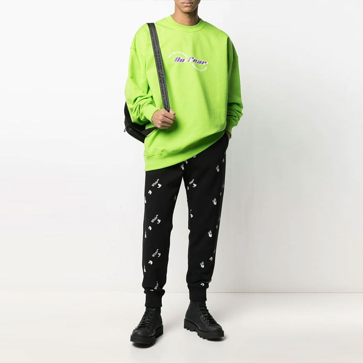 Off-White SS21 Large Logo Printing Sports Pants Black OMCH033R21FLE0041001