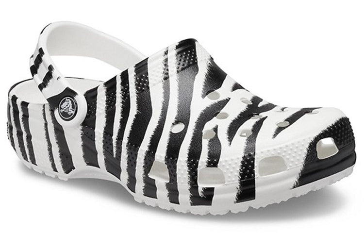 Crocs Classic Clog animal Printing Beach Sandals Black White 206676-1DE