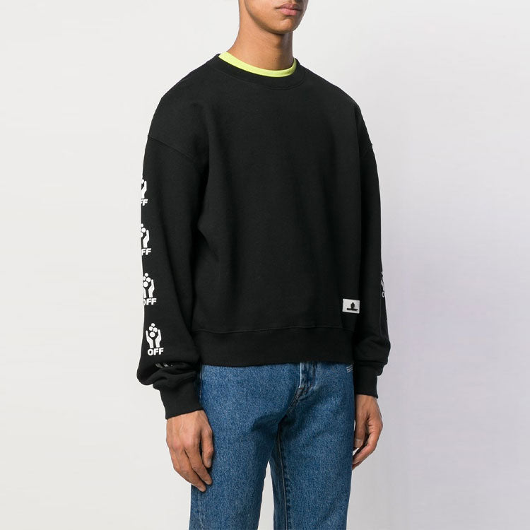 Off-White Hands Over Cotton Sports Fleece Men Black OMBA035S19D250201088