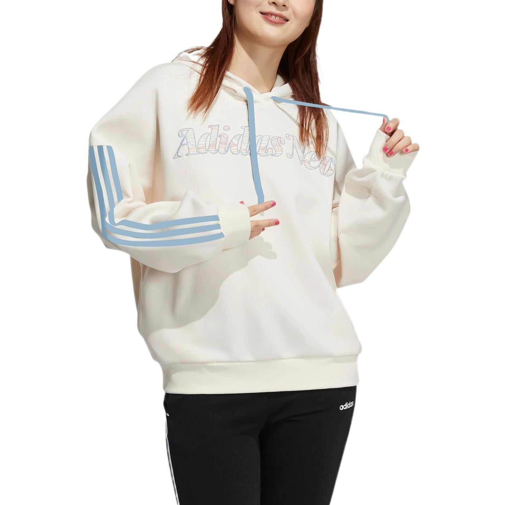 (WMNS) adidas neo W Ard Hdy Logo Hoodie 'White Blue' HG1614