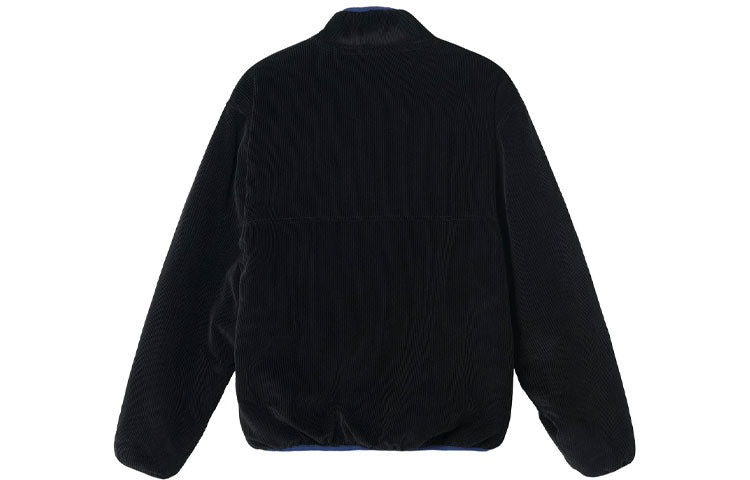Men's Stussy Corduroy Mock Pullover Logo Black 115624