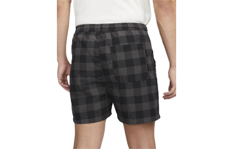 Nike Plaid Straight Casual Shorts Black Gray DQ5187-010