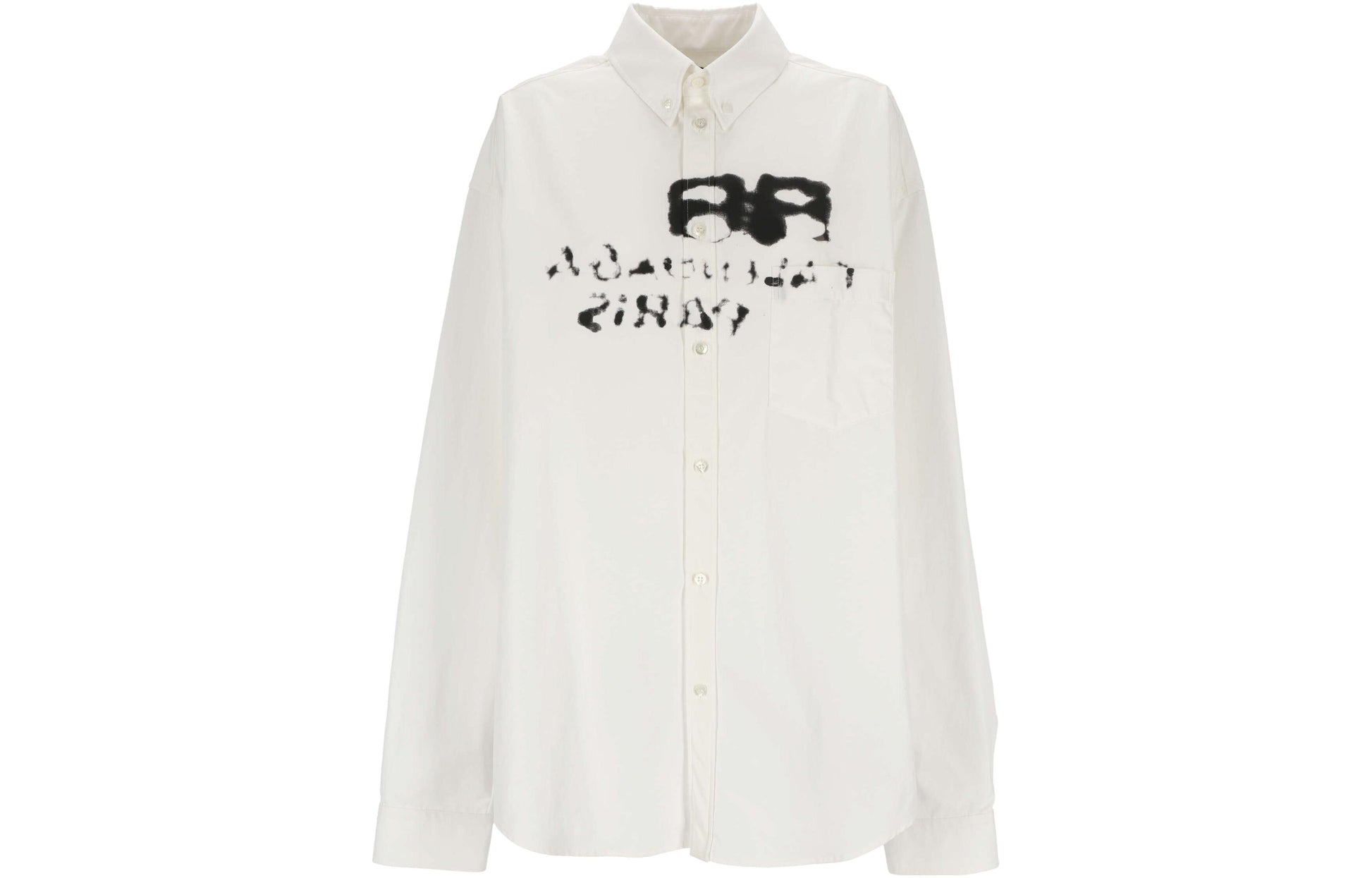 Balenciaga Hand-Drawn BB Long Sleeve Shirt Oversized 'White' 725722TYB189000