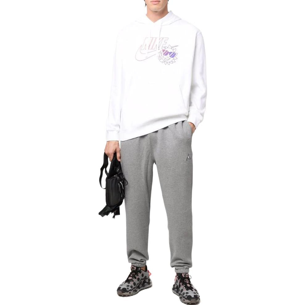 Men's Nike Cartoon Alphabet Logo Printing Drawstring Pullover Hooded Long Sleeves White DN5200-100
