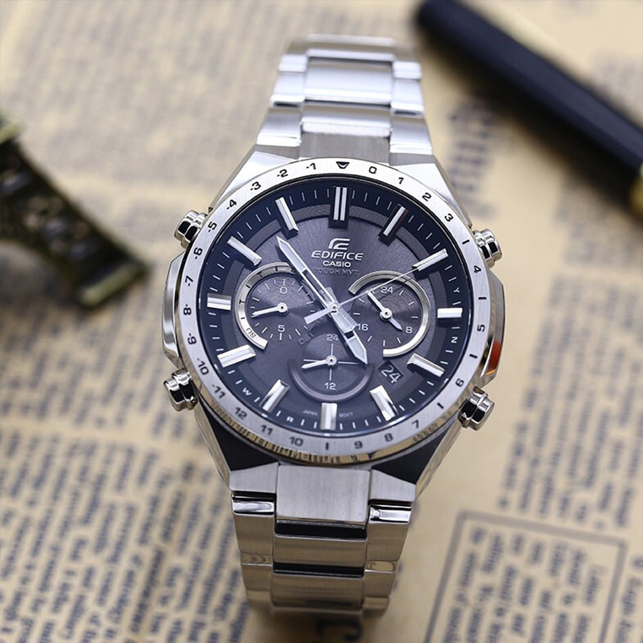 CASIO Waterproof EDIFICE Sports Sapphire Crystal Solar Powered Stainless Steel Strap Mens Silver Analog EQW-T660D-1APR