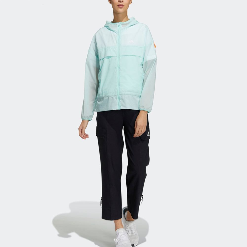 (WMNS) adidas Solid Color Sports Stylish Hooded Jacket Sky Blue GP0671