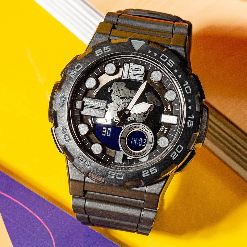 CASIO Waterproof Sports Mens Black Analog AEQ-100W-1BVDF