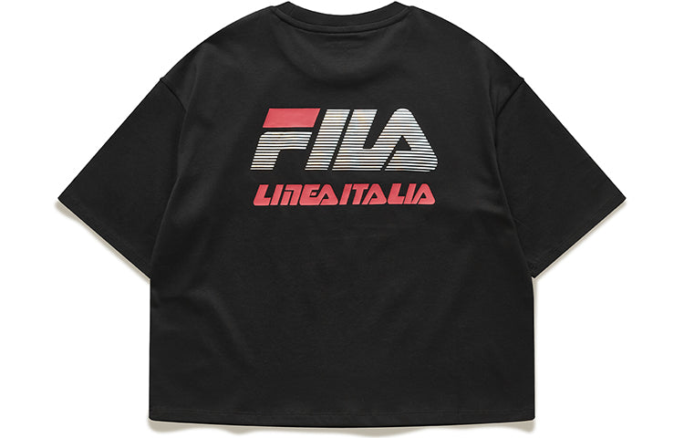 (WMNS) Fila Alphabet Printing Minimalistic Short Sleeve Black T11W026101F-BK