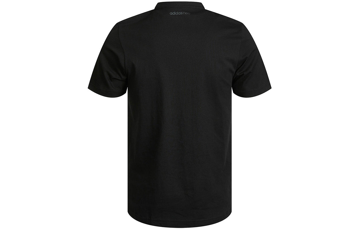 adidas neo M Fav 3s Gr T 1 Printing Stripe Sports Round Neck Short Sleeve Black GS2578