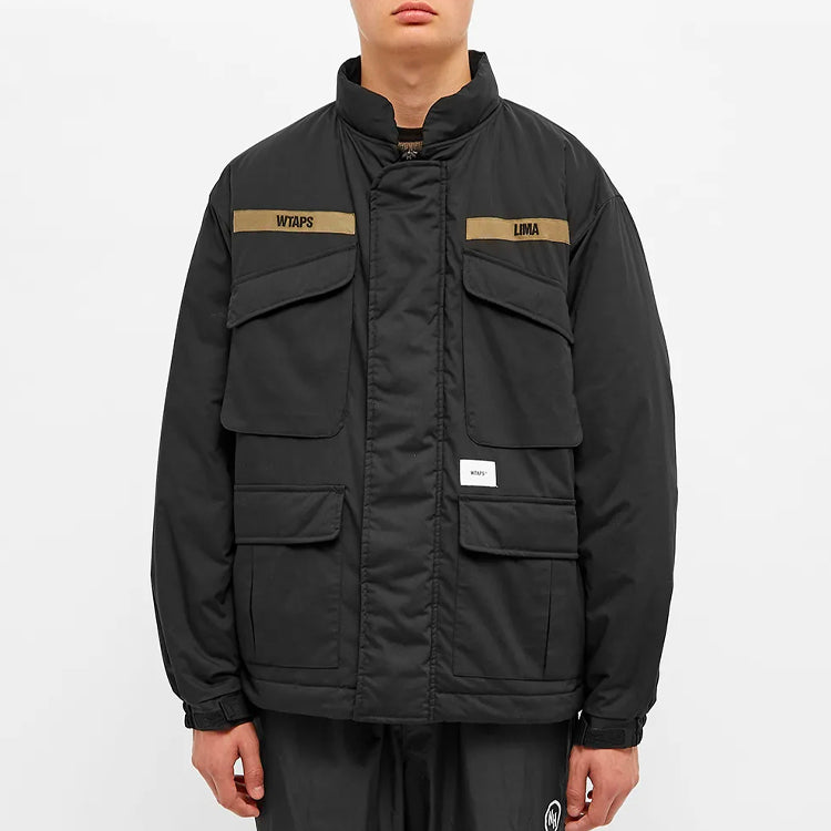 Men's WTAPS Multiple Pockets Stand Collar Cargo Jacket Black 192WVDT-JKM04-BK