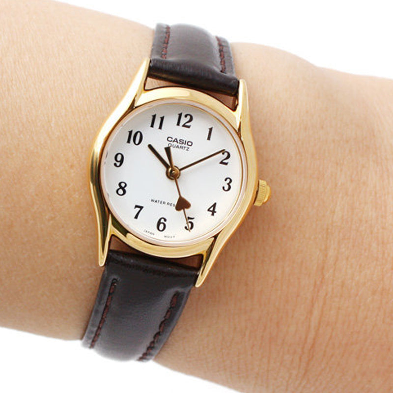 Casio Influencer Analog Leather Strap Watch 'Dark Brown White Gold' LTP-1094Q-7B5