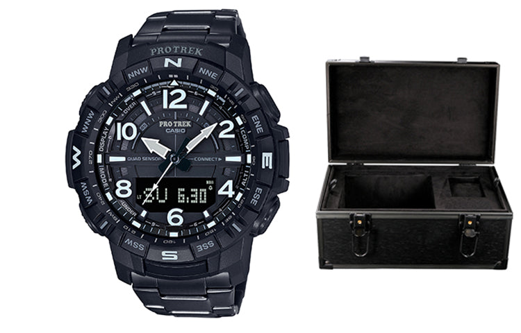 CASIO Bluetooth Waterproof Mens Black Analog/Digital Combo PRT-B50YT-1PR