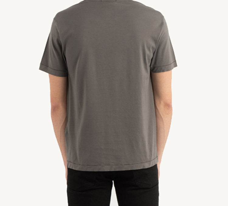 STONE ISLAND Unisex Garment Dyed Patch Logo Tee Gray 721524113-V0063