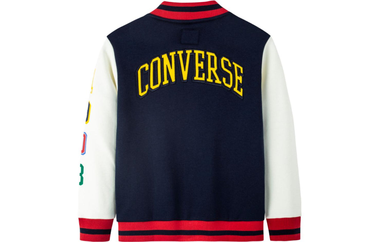 (GS) Converse Color-blocked Embroidered Baseball Jacket Asia Sizing 'Navy White Red' CV2242170GS-001