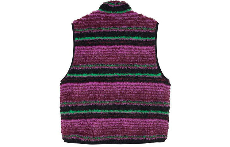 Stussy Striped Sherpa Vest 'Grape' 118468