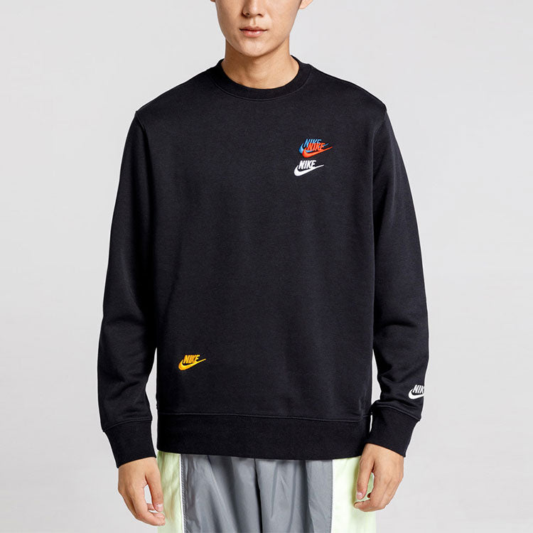 Nike Embroidered Round Neck Pullover Sweaters Autumn Asia Sizing 'Black' DJ6915-010