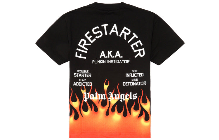 Men's PALM ANGELS Firestarter Classic Tee Flame Short Sleeve Black PMAA001R204130171088