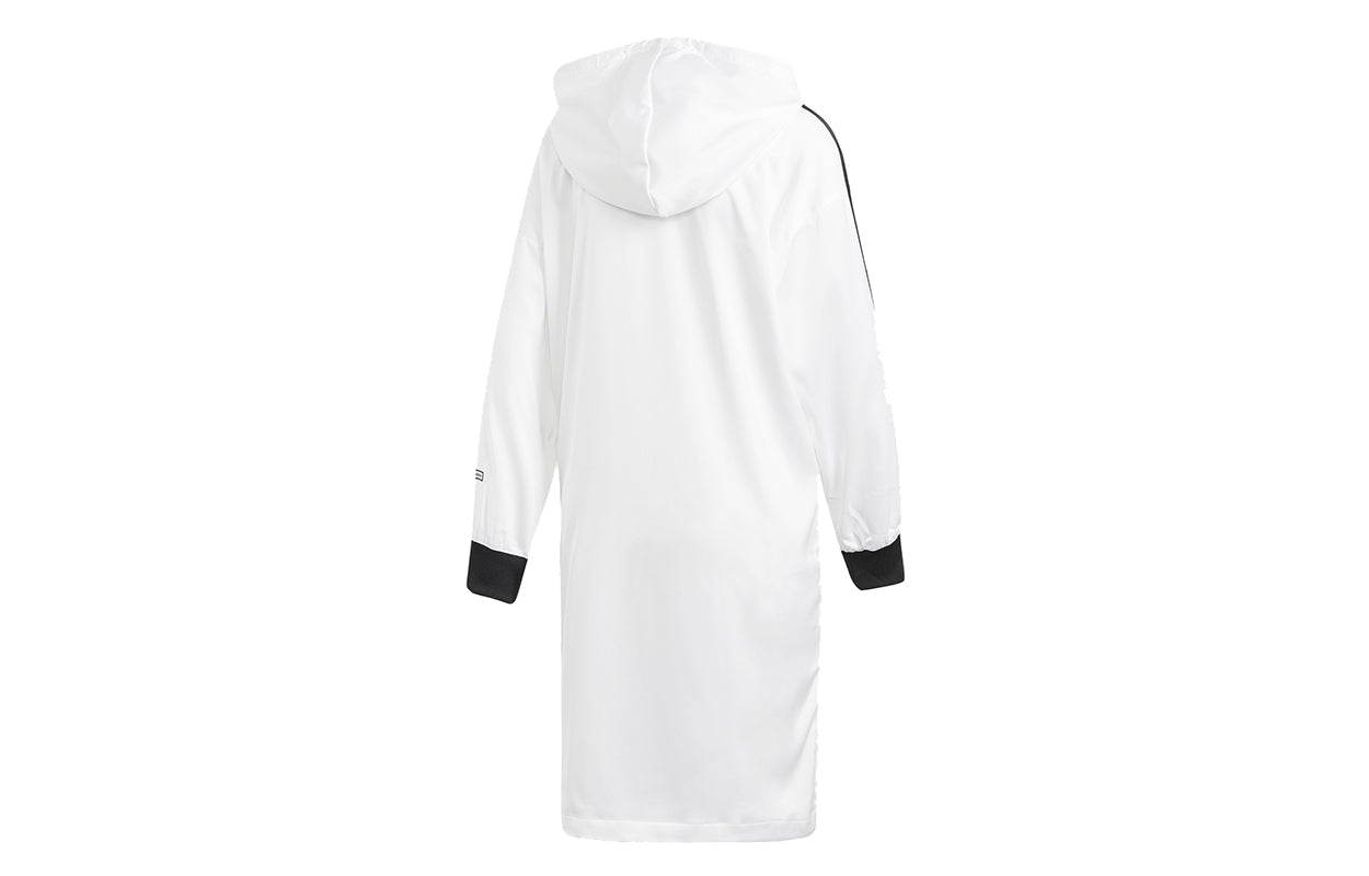 (WMNS) adidas originals Zip Hoodie Long Windproof Hooded Jacket White DU7255